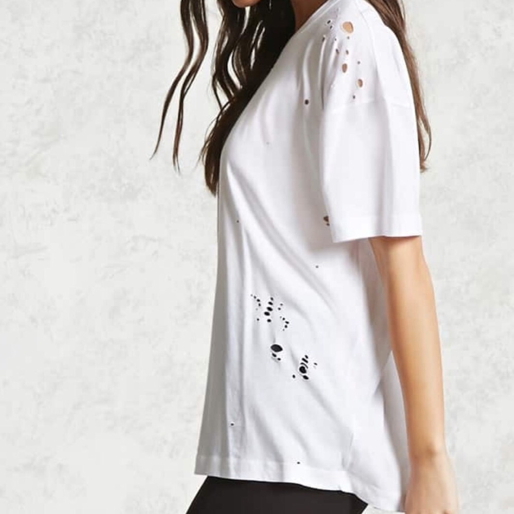 distressed oversized white t shirt